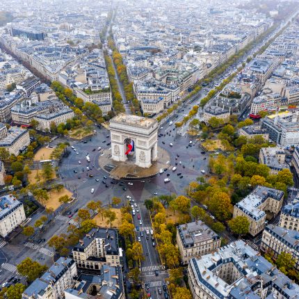 Aerial,View,Of,Arc,De,Triomphe,,Paris